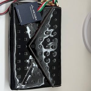 Italian Black leather clutch New